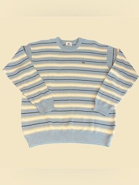 Lacoste Knit Crewneck 90s/Y2K Era Sweater Pullover Striped Size Large